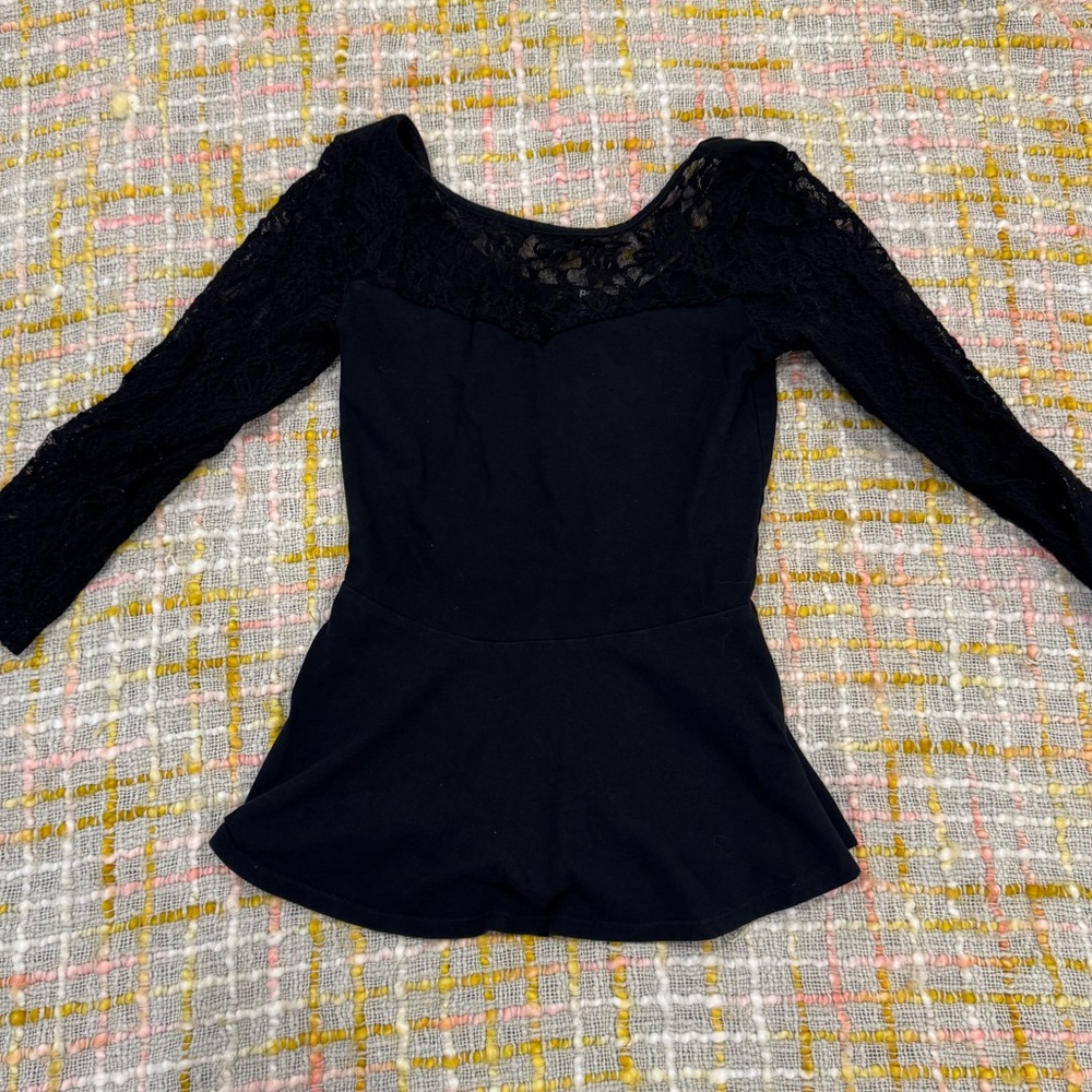 Express Black Top with Lace Detail